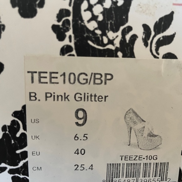 2 x pleaser bordello burlesque teeze pink glitter platform heels - Picture 4 of 10